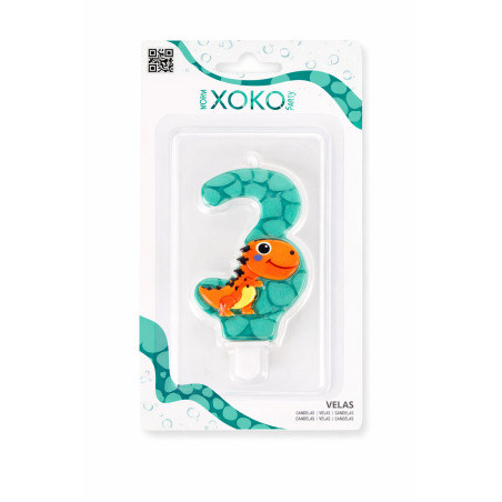 Vela De Cumpleaños Número 3 Dinosaurios