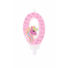 Vela De Cumpleaños Número 0 Unicornio