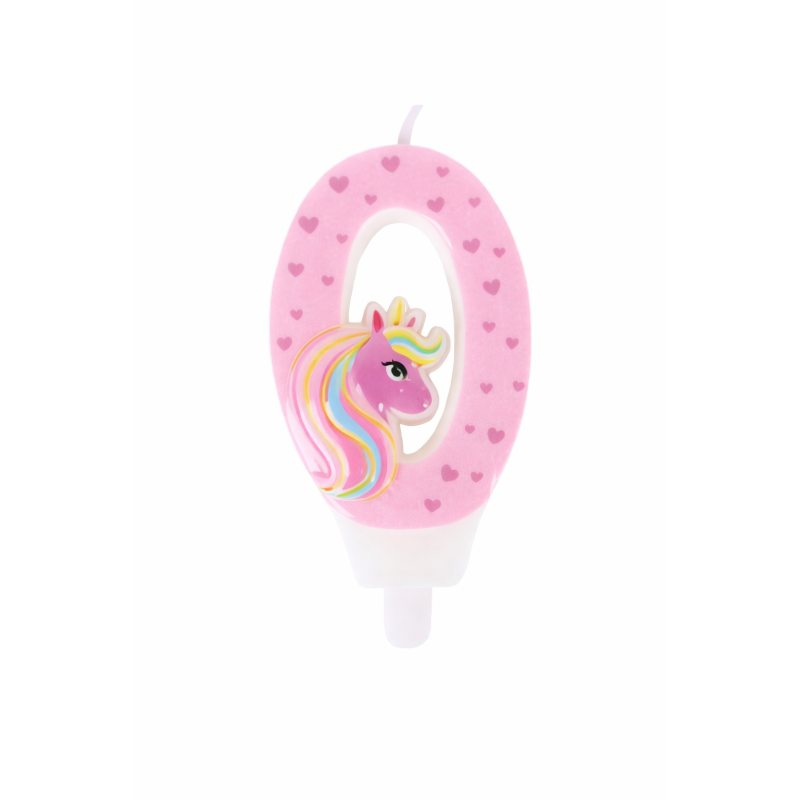 Vela De Cumpleaños Número 0 Unicornio