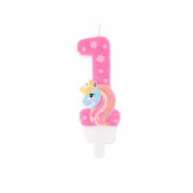 Vela De Cumpleaños Número 1 Unicornio