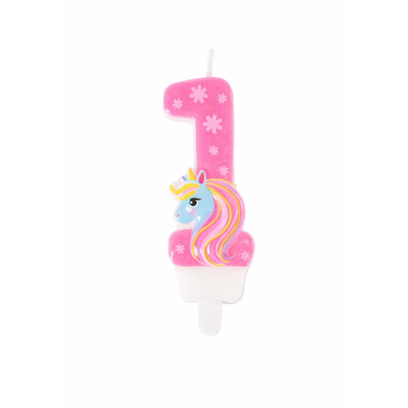 Vela De Cumpleaños Número 1 Unicornio