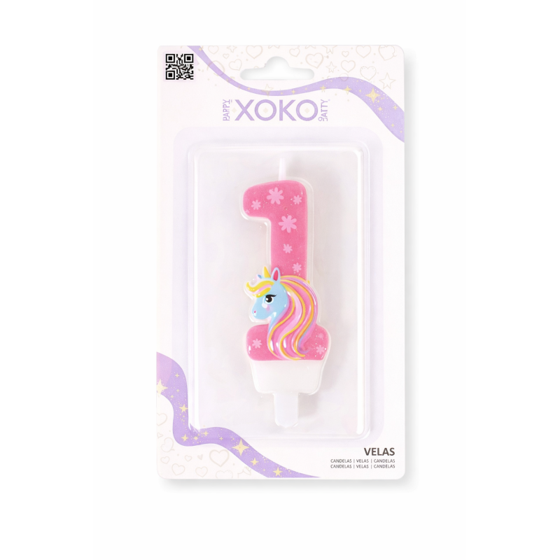 Vela De Cumpleaños Número 1 Unicornio