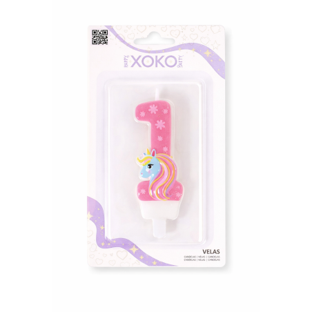 Vela De Cumpleaños Número 1 Unicornio