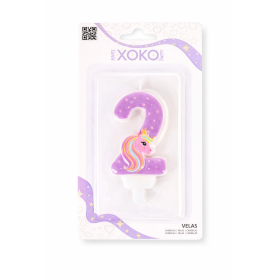 Vela De Cumpleaños Número 2 Unicornio 2