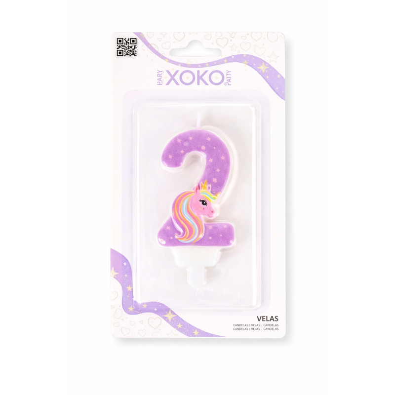 Vela De Cumpleaños Número 2 Unicornio
