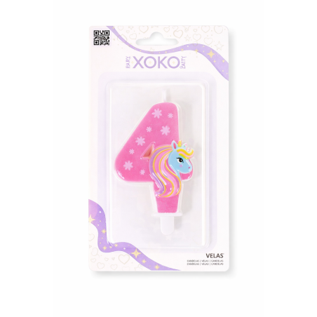 Vela De Cumpleaños Número 4 Unicornio