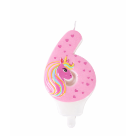 Vela De Cumpleaños Número 6 Unicornio De Partilandia