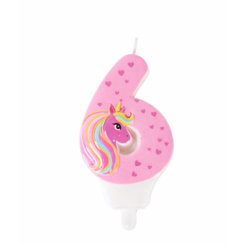 Vela De Cumpleaños Número 6 Unicornio De Partilandia