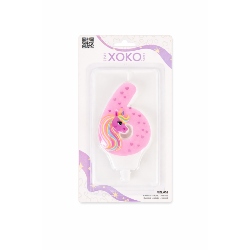 Vela De Cumpleaños Número 6 Unicornio