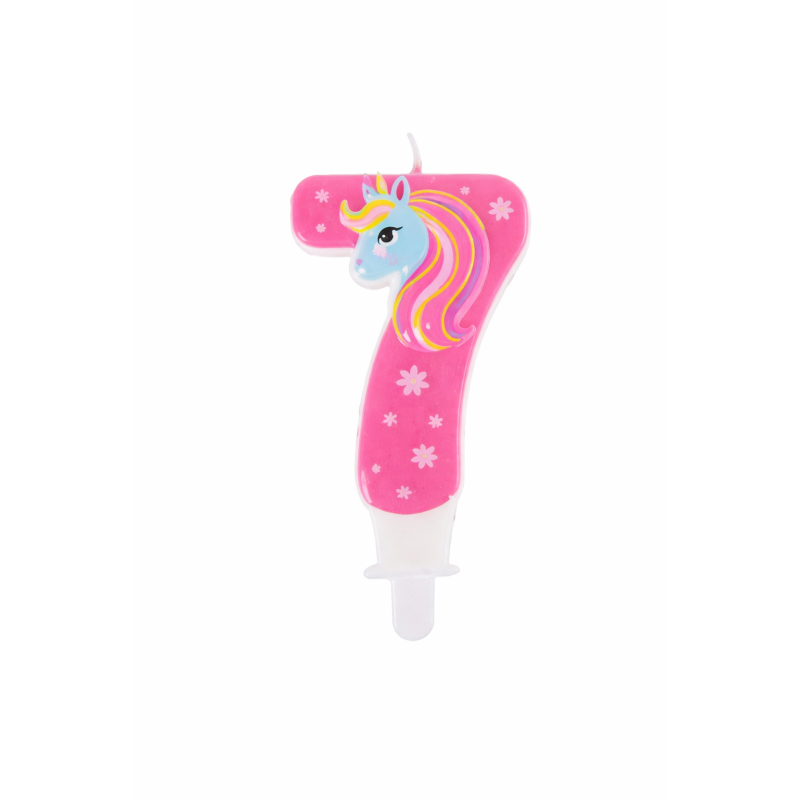 Vela De Cumpleaños Número 7 Unicornio