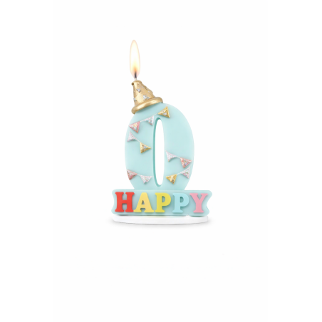 Vela De Cumpleaños Happy Birthday Número 0 Surtido