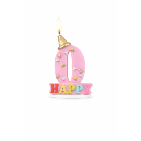 Vela De Cumpleaños Happy Birthday Número 0 Surtido