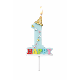 Vela De Cumpleaños Happy Birthday Número 1 Surtido De Partilandia