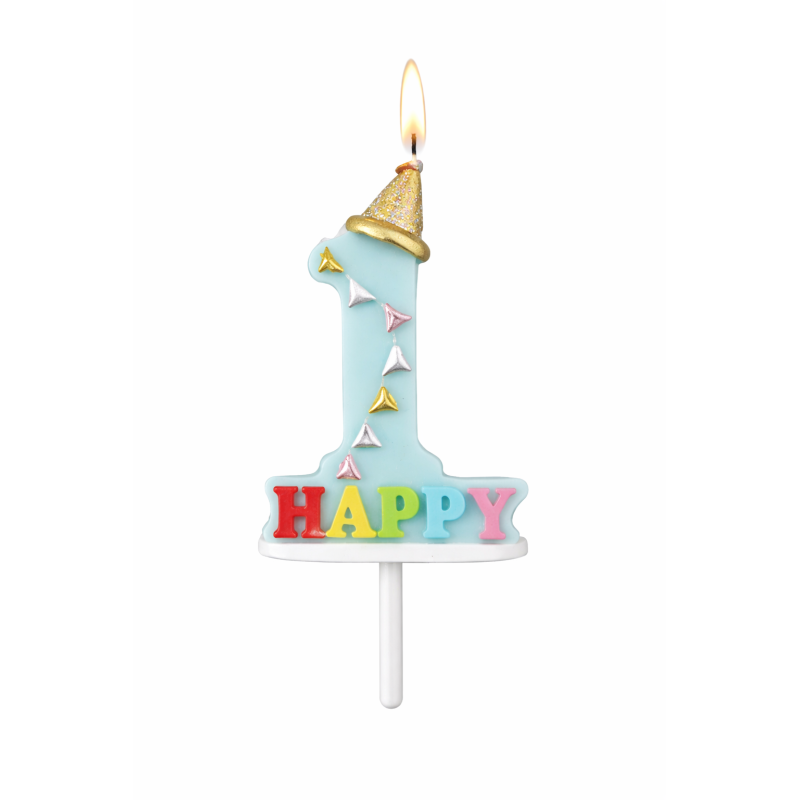 Vela De Cumpleaños Happy Birthday Número 1 Surtido De Partilandia