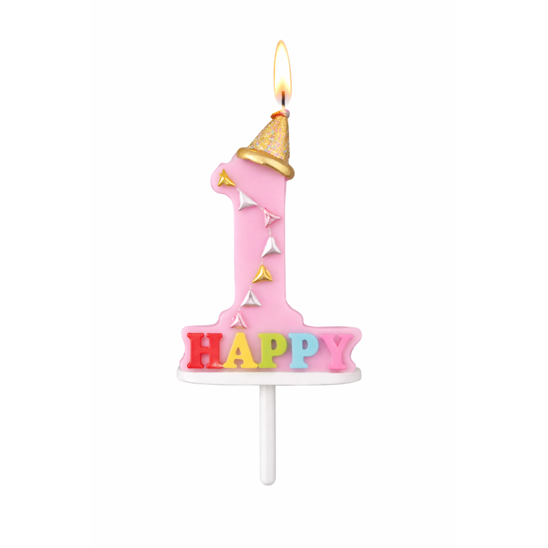Vela De Cumpleaños Happy Birthday Número 1 Surtido