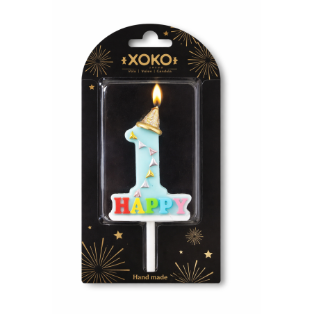 Vela De Cumpleaños Happy Birthday Número 1 Surtido