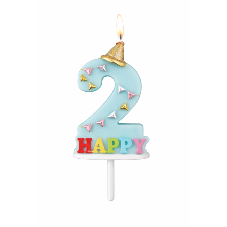 Vela De Cumpleaños Happy Birthday Número 2 Surtido De Partilandia