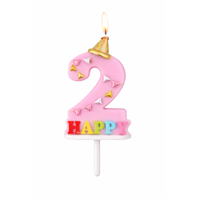 Vela De Cumpleaños Happy Birthday Número 2 Surtido De Partilandia 2