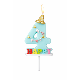 Vela De Cumpleaños Happy Birthday Número 4 Surtido De Partilandia