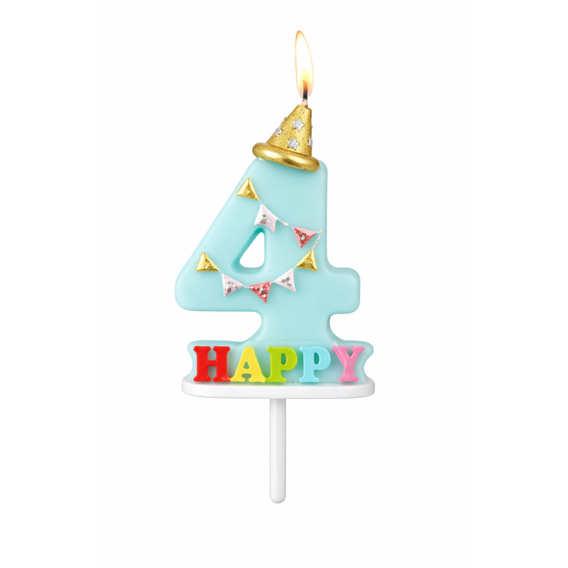 Vela De Cumpleaños Happy Birthday Número 4 Surtido De Partilandia