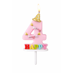 Vela De Cumpleaños Happy Birthday Número 4 Surtido De Partilandia 2