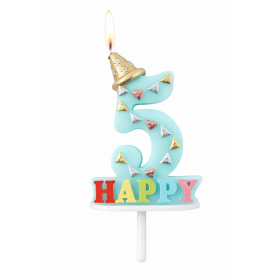 Vela De Cumpleaños Happy Birthday Número 5 Surtido De Partilandia