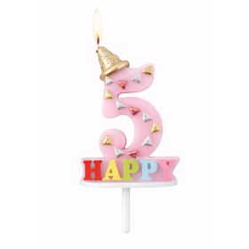 Vela De Cumpleaños Happy Birthday Número 5 Surtido De Partilandia 2