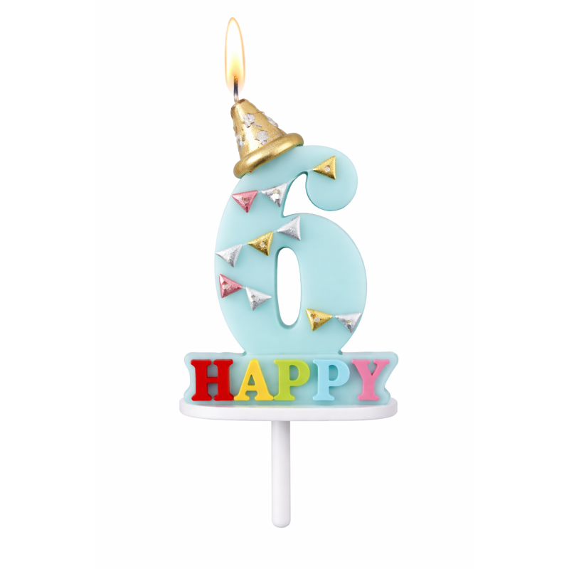 Vela De Cumpleaños Happy Birthday Número 6 Surtido De Partilandia