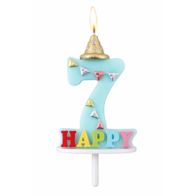 Vela De Cumpleaños Happy Birthday Número 7 Surtido De Partilandia