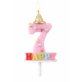 Vela De Cumpleaños Happy Birthday Número 7 Surtido De Partilandia 2