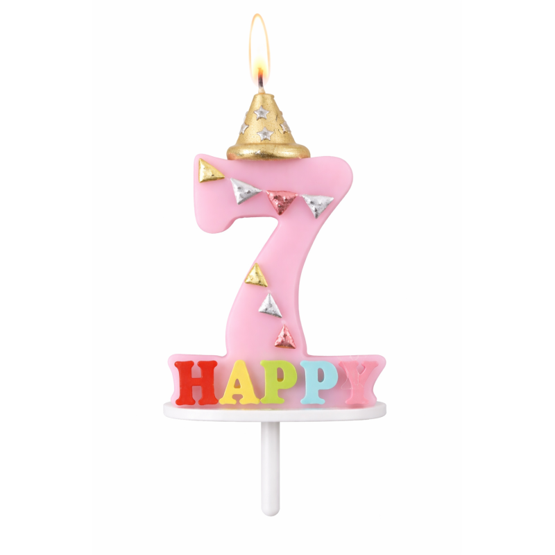Vela De Cumpleaños Happy Birthday Número 7 Surtido