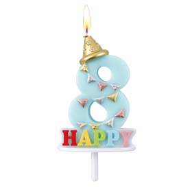 Vela De Cumpleaños Happy Birthday Número 8 Surtido De Partilandia