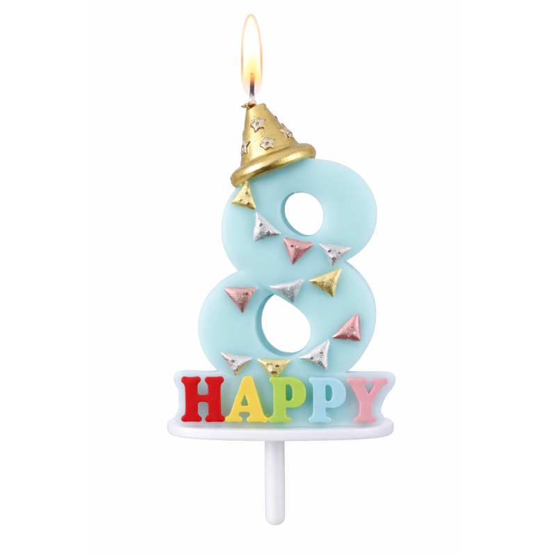 Vela De Cumpleaños Happy Birthday Número 8 Surtido De Partilandia
