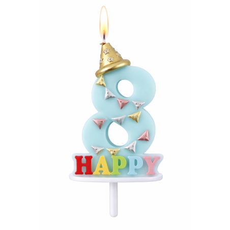 Vela De Cumpleaños Happy Birthday Número 8 Surtido De Partilandia