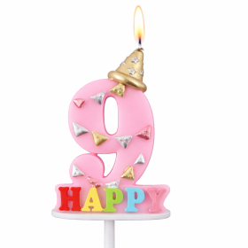 Vela De Cumpleaños Happy Birthday Número 9 Surtido De Partilandia 2