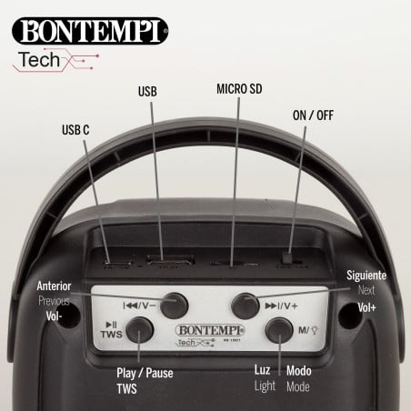 Bontempi- Mini Altavoz Wireless C/ Micrófono Y Luces