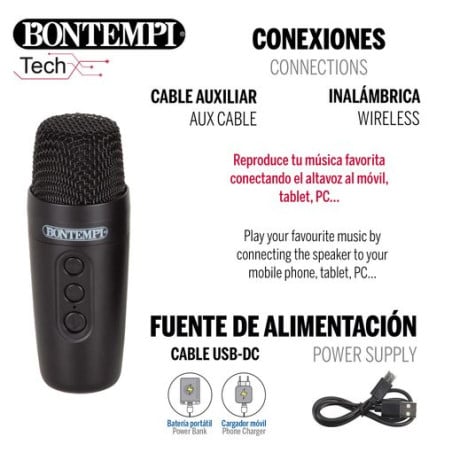 Bontempi- Mini Altavoz Wireless C/ Micrófono Y Luces