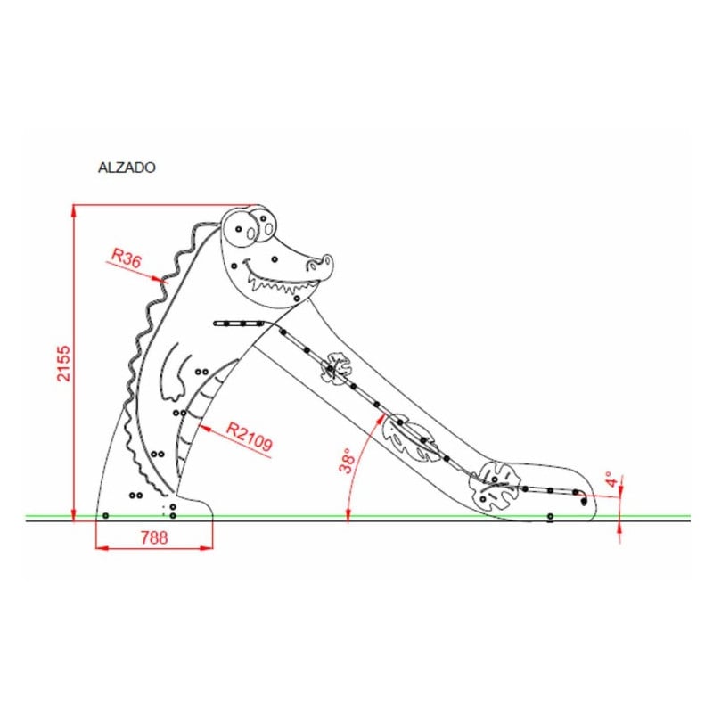 Tobogán Cocodrilo grande 136 cm  
