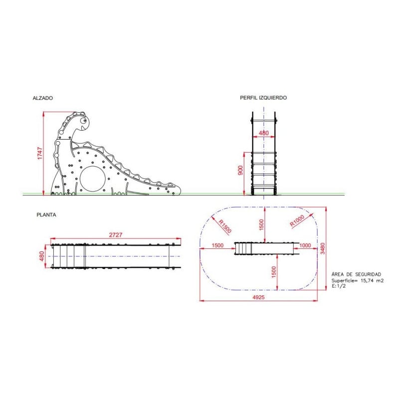 Tobogán NEUQUENSAURUS Mini 90 cm  