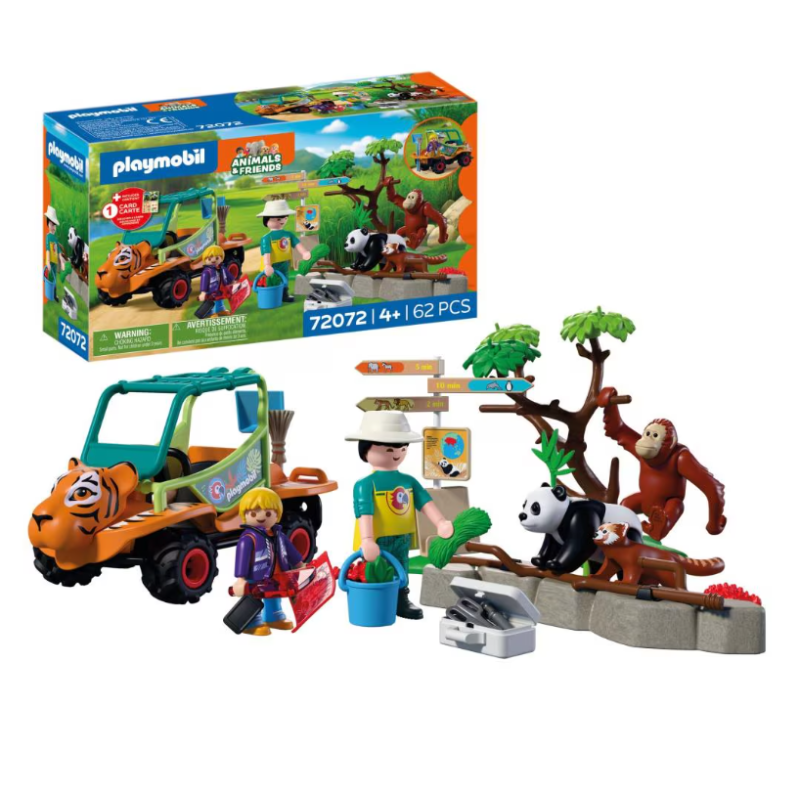 Playmobil Animals & Friends Cuidador De Zoo Con Vehículo 72072 De Playmobil