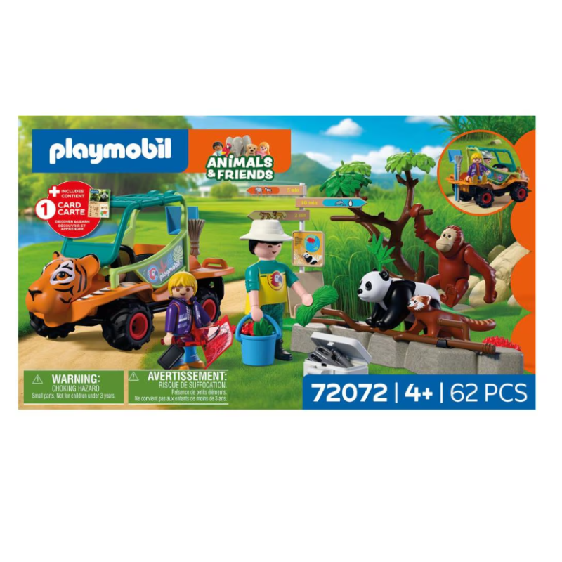 Playmobil Animals & Friends Cuidador De Zoo Con Vehículo 72072