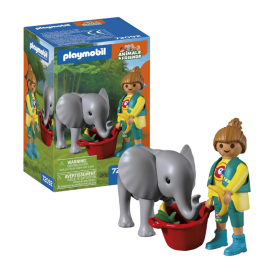 Playmobil Animals & Friends Elefante Bebé Y Cuidador 72092 De Playmobil