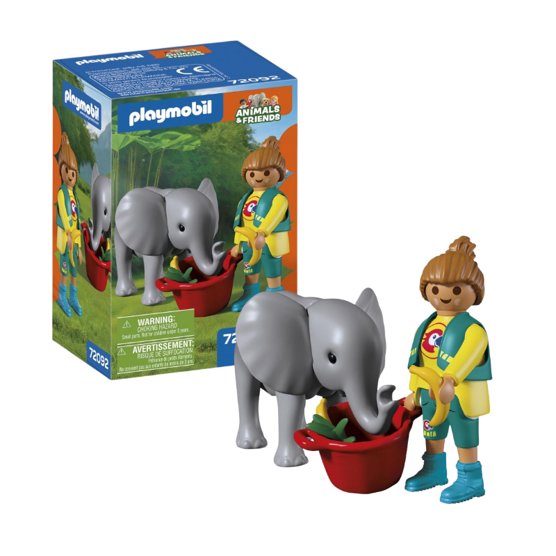 Playmobil Animals & Friends Elefante Bebé Y Cuidador 72092 De Playmobil