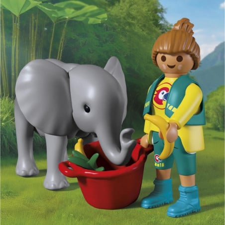 Playmobil Animals & Friends Elefante Bebé Y Cuidador 72092
