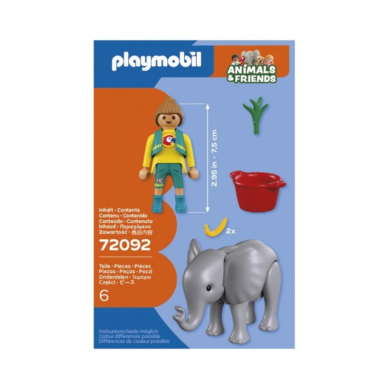 Playmobil Animals & Friends Elefante Bebé Y Cuidador 72092