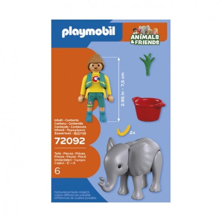 Playmobil Animals & Friends Elefante Bebé Y Cuidador 72092