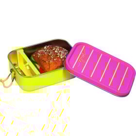 Fiambrera Metálica Rosa A Rayas To Go 2