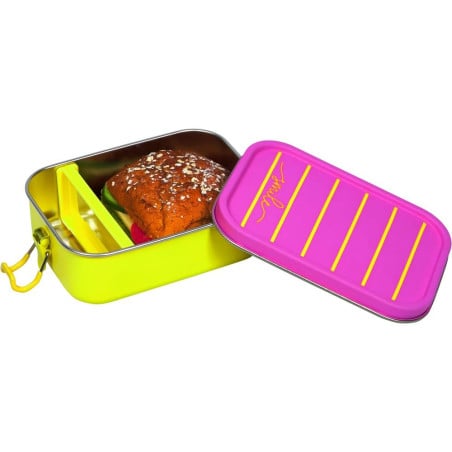 Fiambrera Metálica Rosa A Rayas To Go