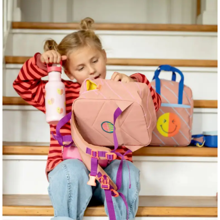 Botella Rosa Con Corazones Acero Inoxidable