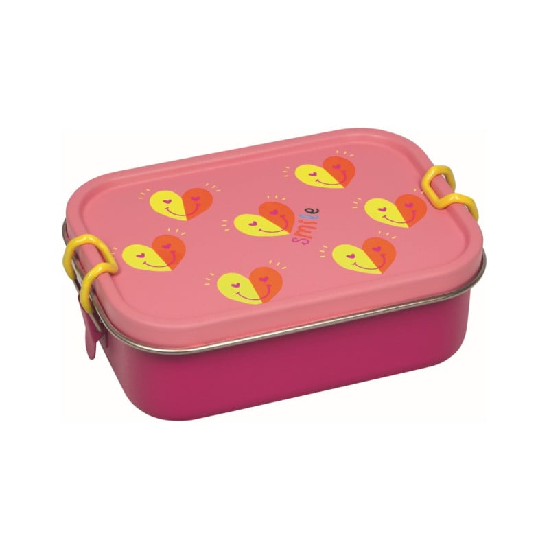 Fiambrera Rosa Con Corazones Acero Inox